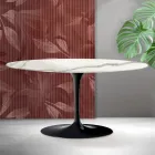 Saarinen Tulip ovalt sofabord H 41 cm i Florim Statuario mat keramik - skarlagenrød Viadurini