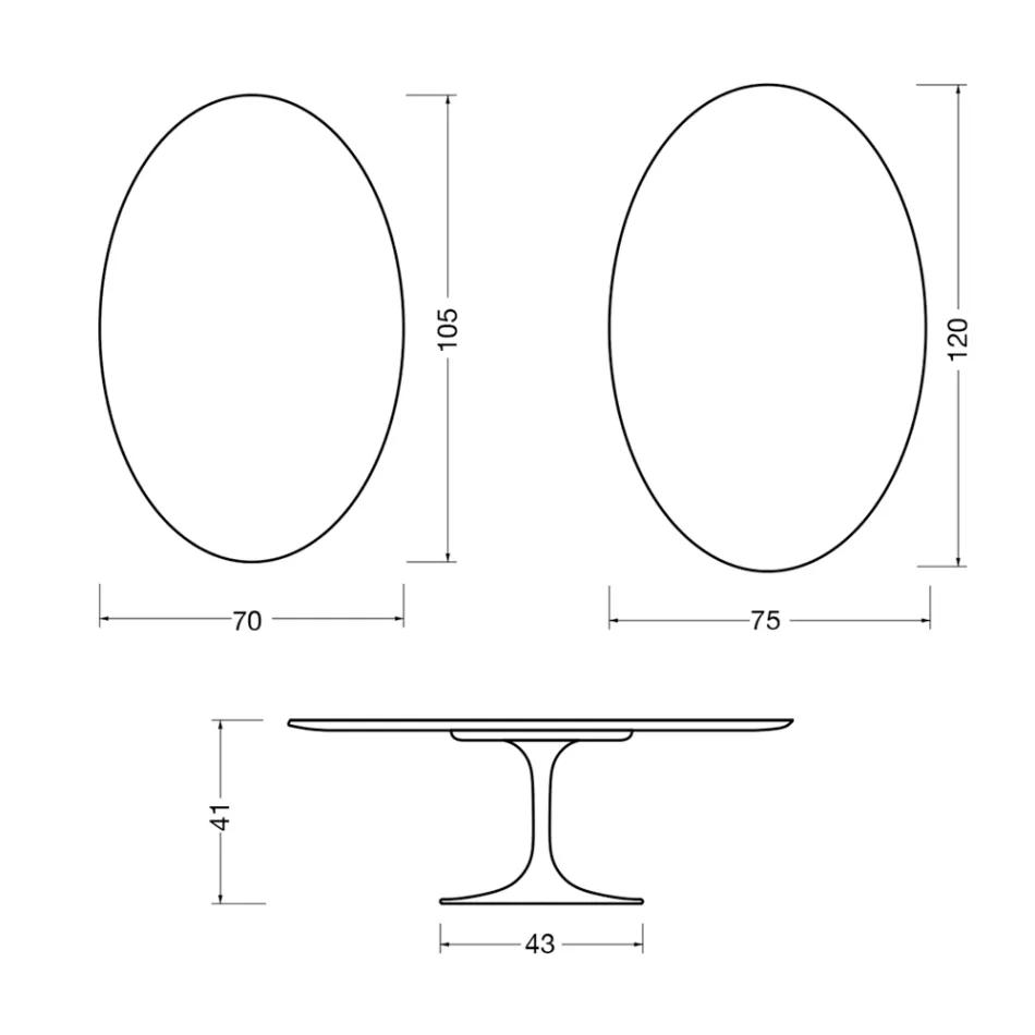 Saarinen Tulip ovalt sofabord H 41 cm i Florim Statuario mat keramik - skarlagenrød Viadurini