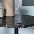 Sofabord til stue i metal og marquinia marmor, luksusdesign - Yassine Viadurini
