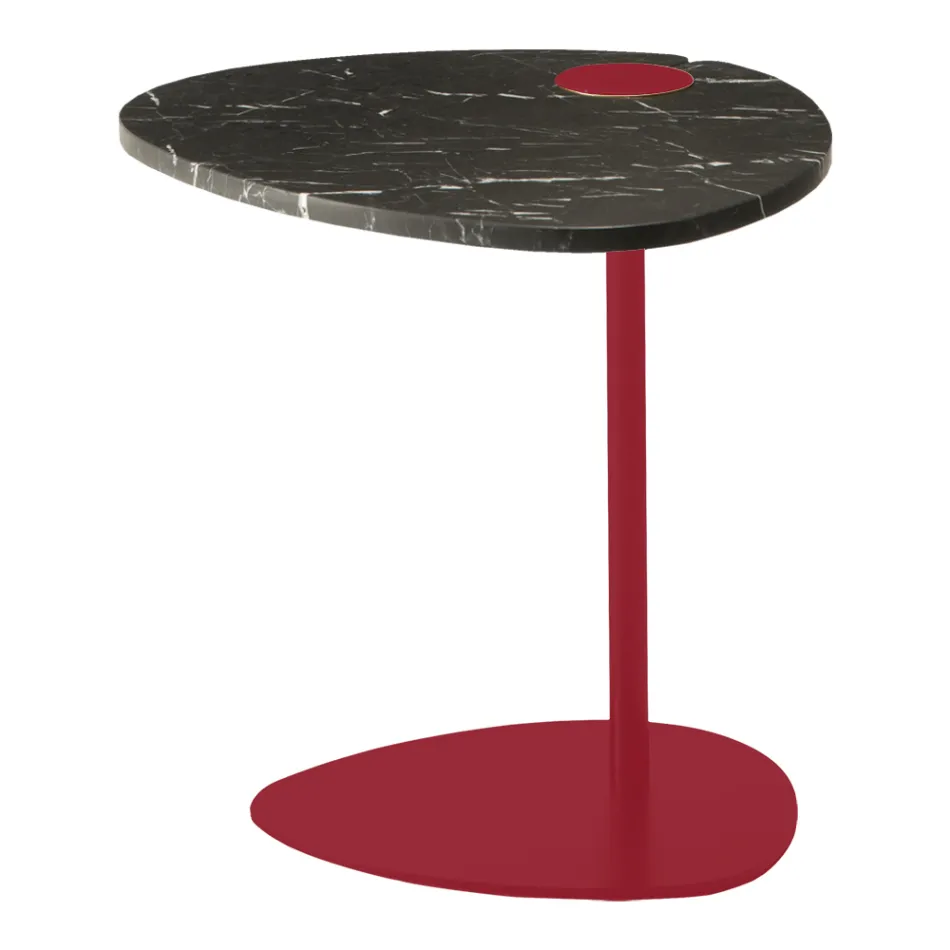 Sofabord til stue i metal og marquinia marmor, luksusdesign - Yassine Viadurini