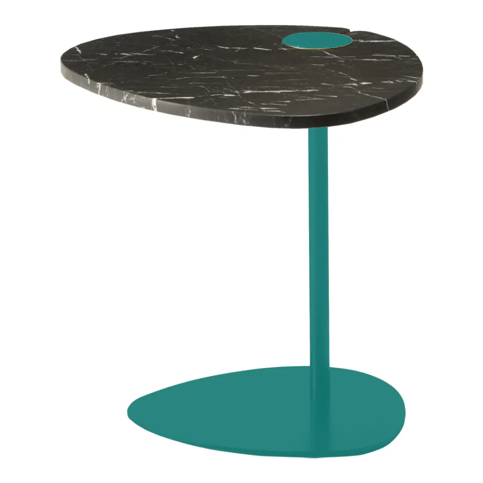 Sofabord til stue i metal og marquinia marmor, luksusdesign - Yassine Viadurini