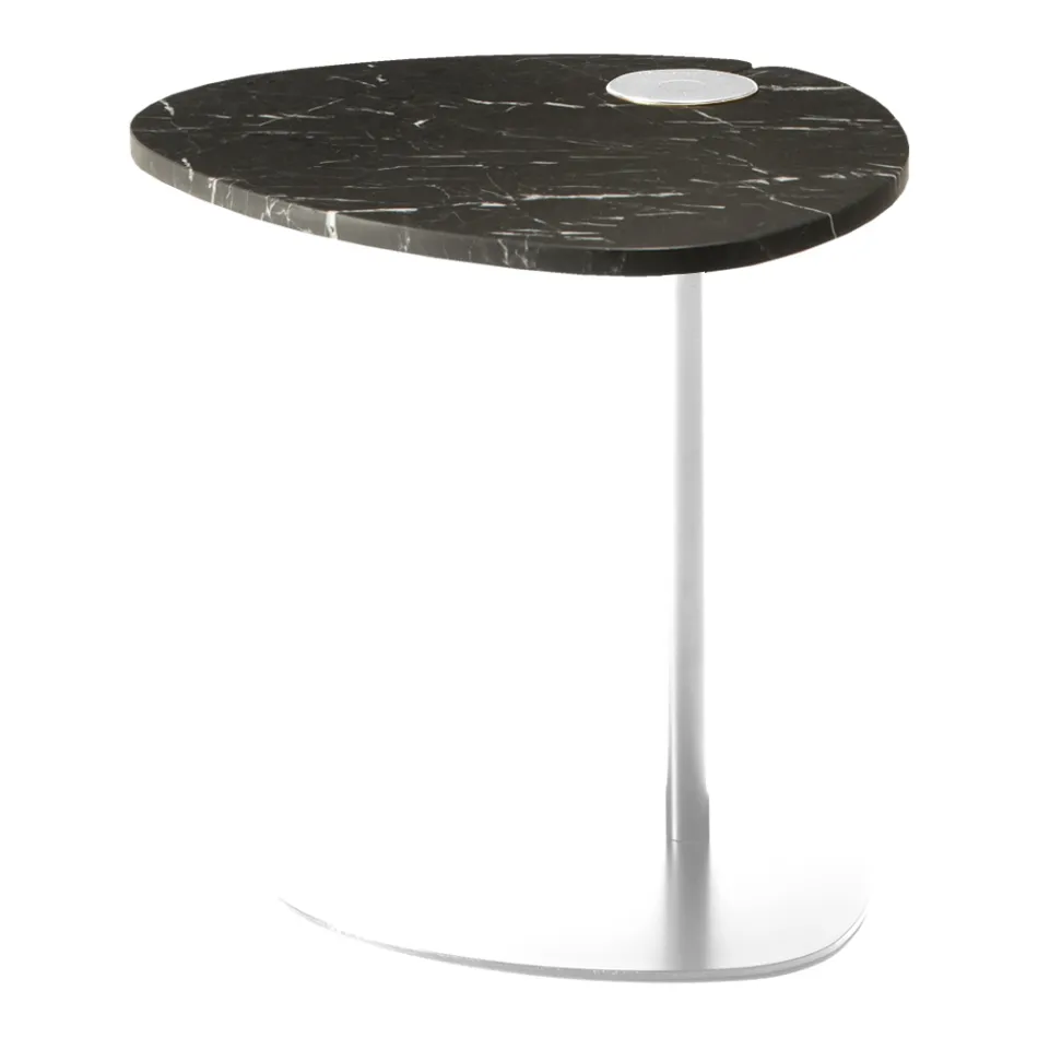Sofabord til stue i metal og marquinia marmor, luksusdesign - Yassine Viadurini
