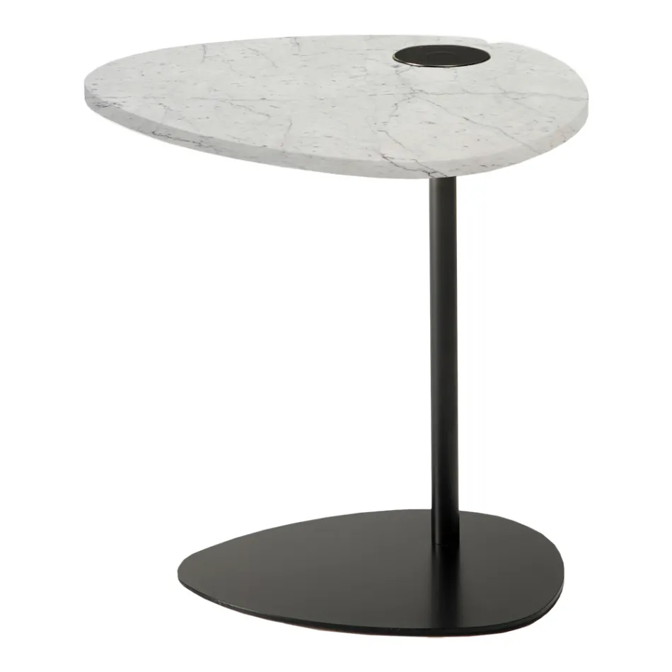 Sofabord til stue i metal og marquinia marmor, luksusdesign - Yassine Viadurini