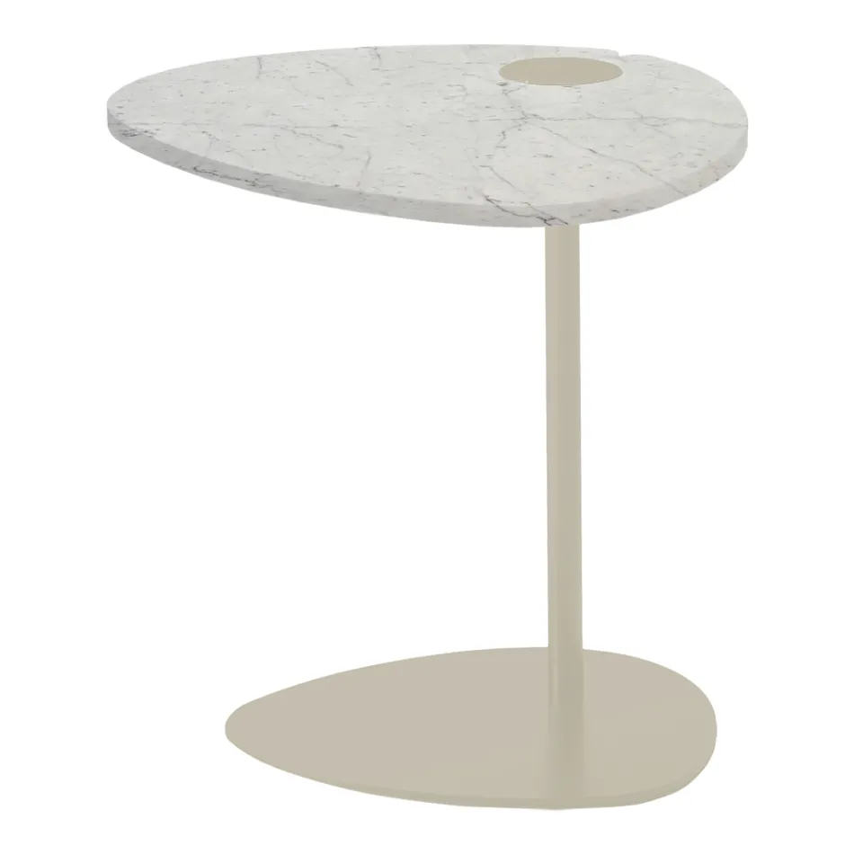 Sofabord til stue i metal og marquinia marmor, luksusdesign - Yassine Viadurini