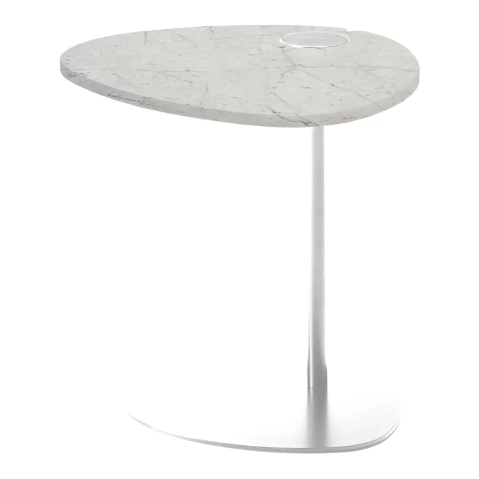 Sofabord til stue i metal og marquinia marmor, luksusdesign - Yassine Viadurini