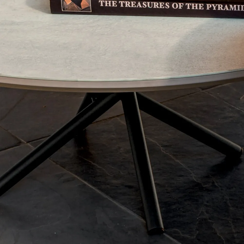 Rundt sofabord til stue Metal og keramisk base Oapca - Shanghai Viadurini