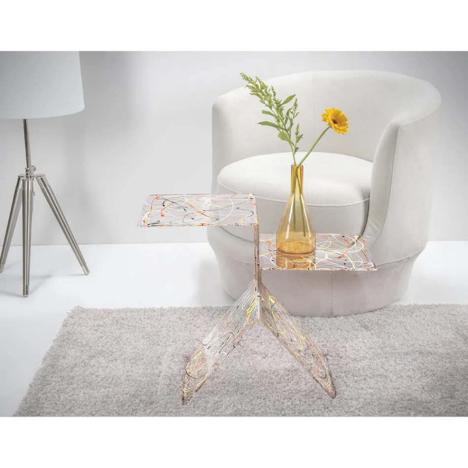 Gennemsigtigt farvet plexiglas sofabord til stue lavet i Italien - Kamon Viadurini