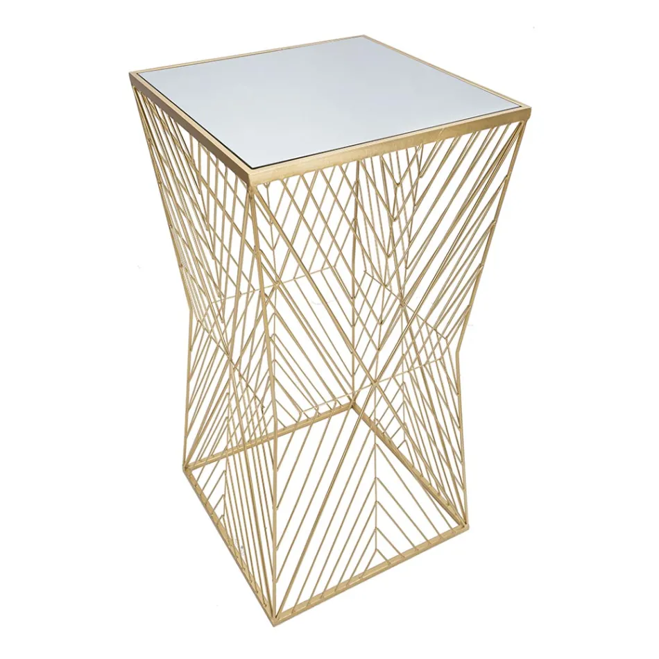 Telefonbord i gyldent jern og spejlglasplade - Olivia Viadurini