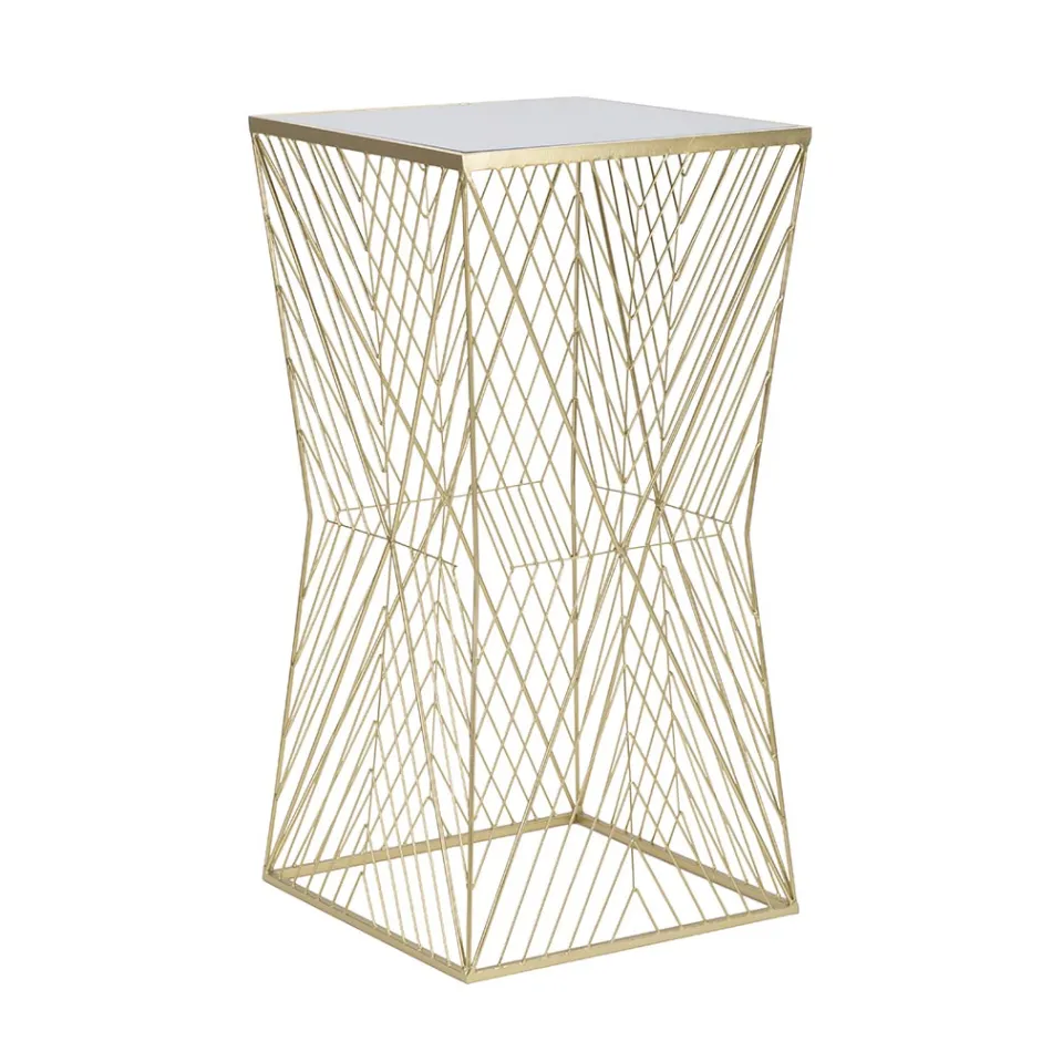 Telefonbord i gyldent jern og spejlglasplade - Olivia Viadurini