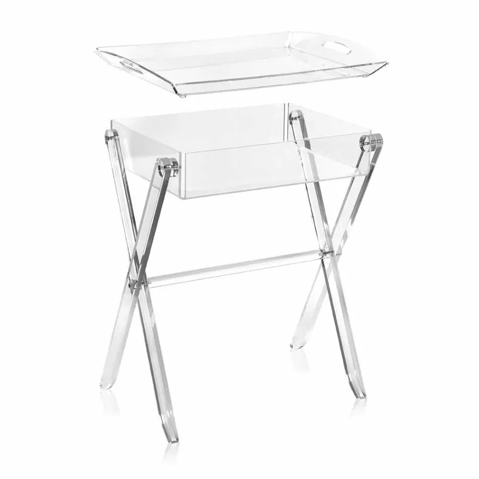 Sofabord gennemsigtig madkasse design Olivia lavet i Italien Viadurini