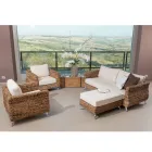 Udendørs sofabord-puf i bananvævning med pude - Legolas Viadurini