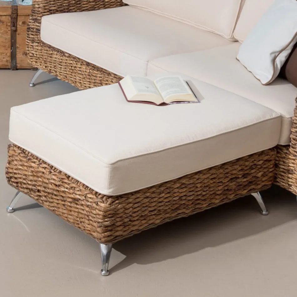 Udendørs sofabord-puf i bananvævning med pude - Legolas Viadurini