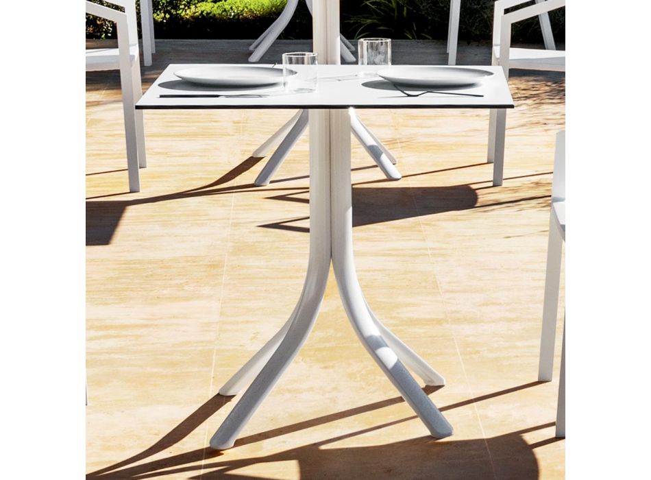 Firkantet udendørs barbord 4 ben i aluminium i 2 farver - Filomena Viadurini