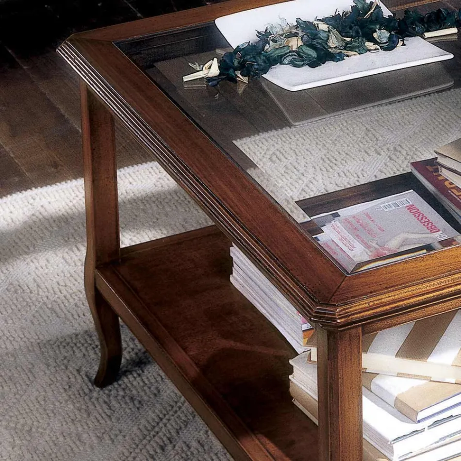 Firkantet stue sofabord med glasplade lavet i Italien - Tepeyoti Viadurini