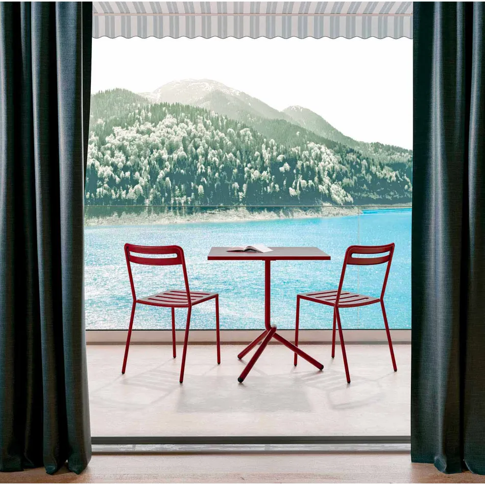 Firkantet metal og plader udendørs bord fremstillet i Italien - Barnabas Viadurini