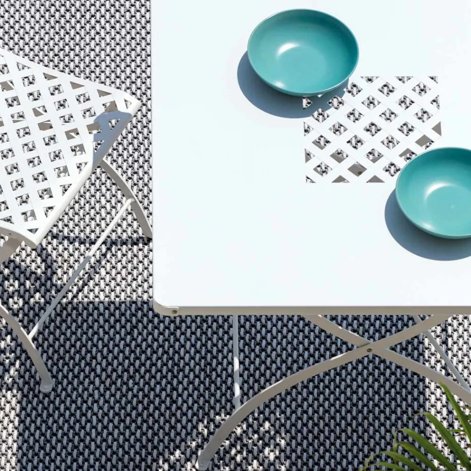 Firkantet sammenklappeligt udendørsbord i galvaniseret stål Fremstillet i Italien - Selvaggia Viadurini