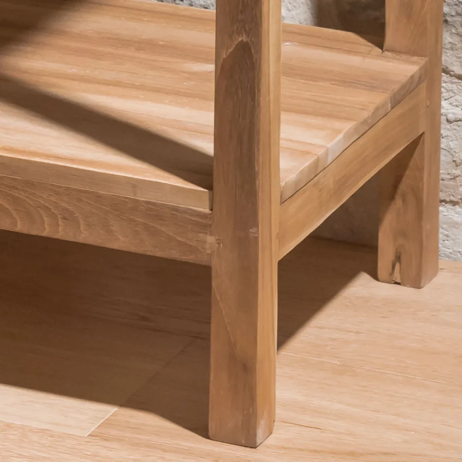 Sofabord i massivt teaktræ med 1 skuffe - Akryl Viadurini