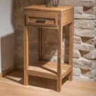 Sofabord i massivt teaktræ med 1 skuffe - Akryl Viadurini