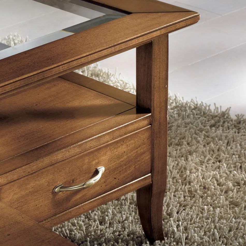 Rektangulært sofabord med 4 skuffer og 2 trætræk Made in Italy - Ade Viadurini