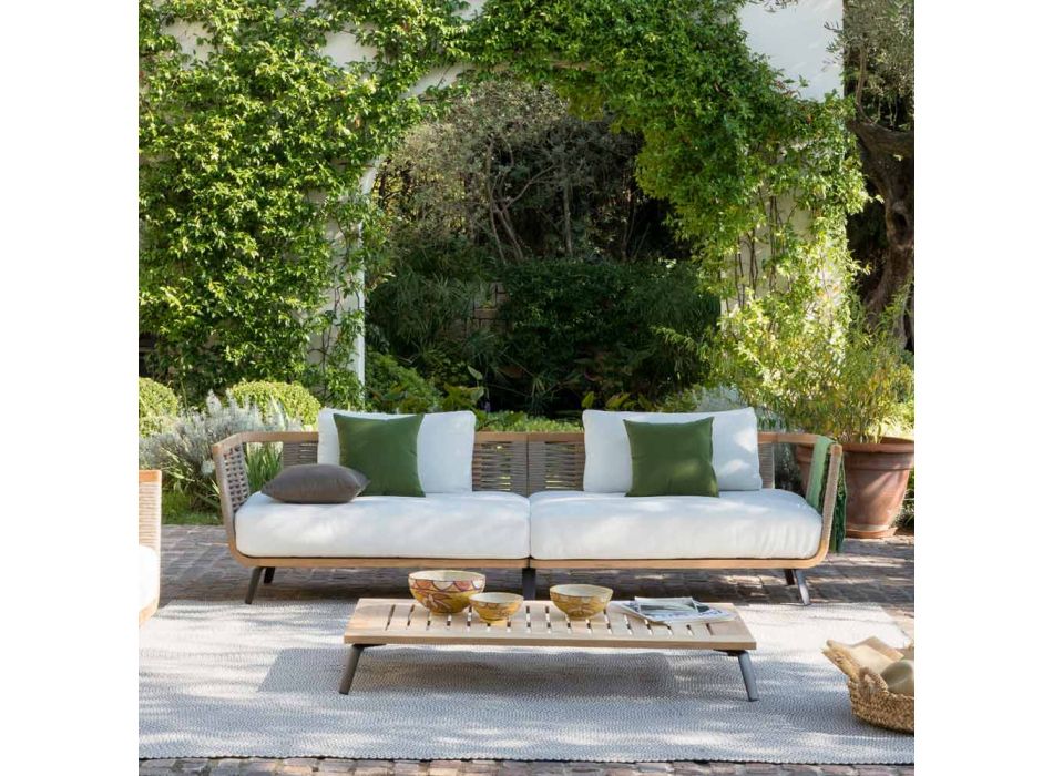 Rektangulært havesofabord i teaktræ Fremstillet i Italien - Taranee Viadurini