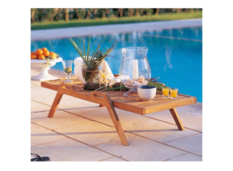 Rektangulært stabelbart udendørs sofabord med håndtag lavet i Italien - Oracle Viadurini