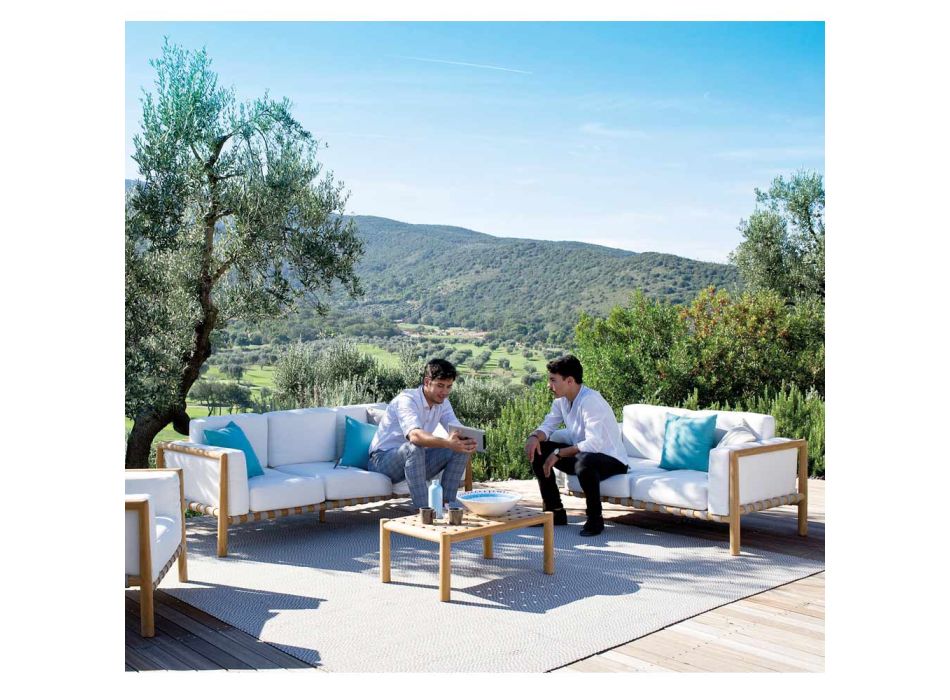 Rektangulært udendørs sofabord i teaktræ Fremstillet i Italien - Liberato Viadurini