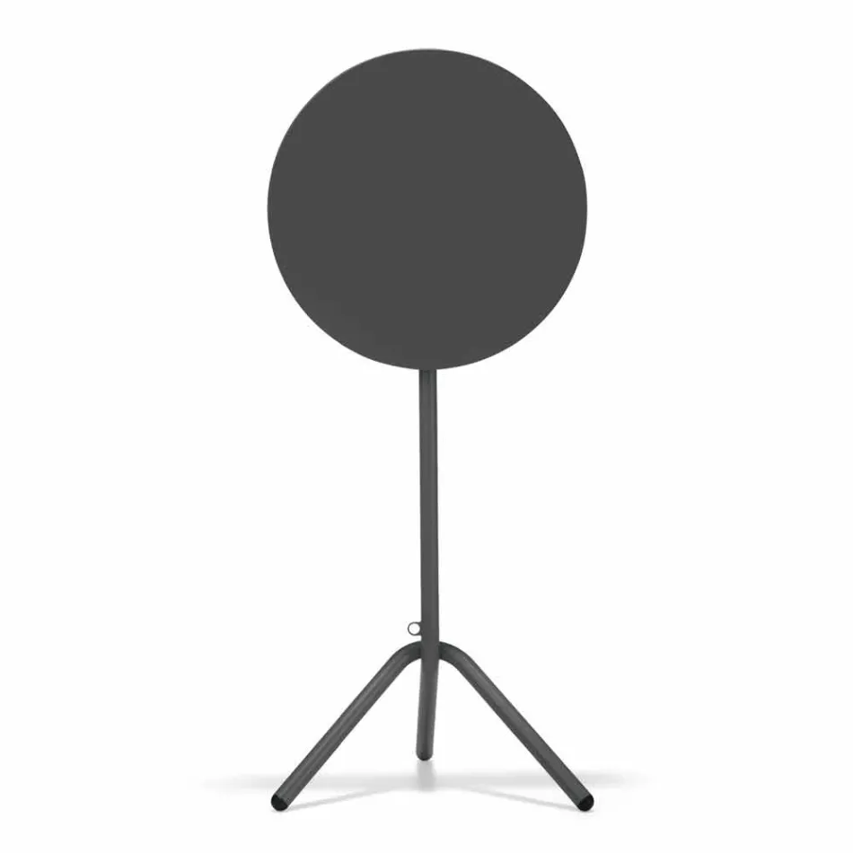 Rundt højt udendørs bord i metal og plade fremstillet i Italien - Baldric Viadurini