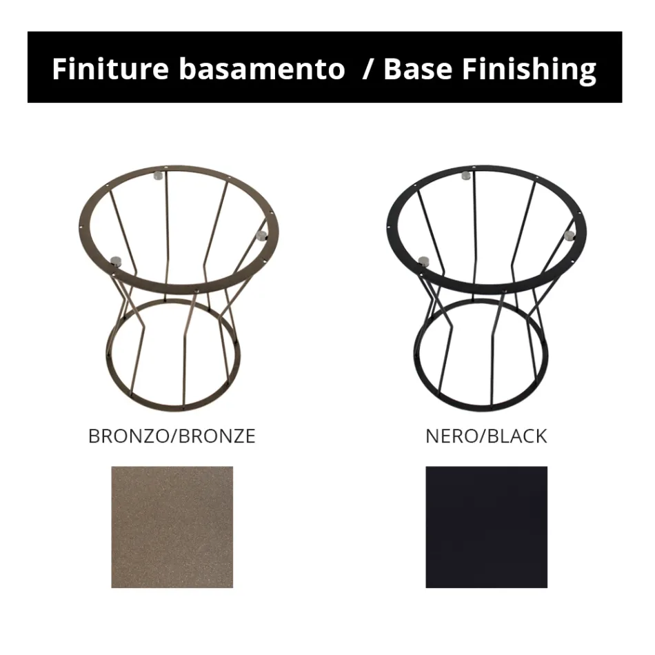 Rundt sofabord med stålbund og stentøjsplade lavet i Italien - Alisea Viadurini