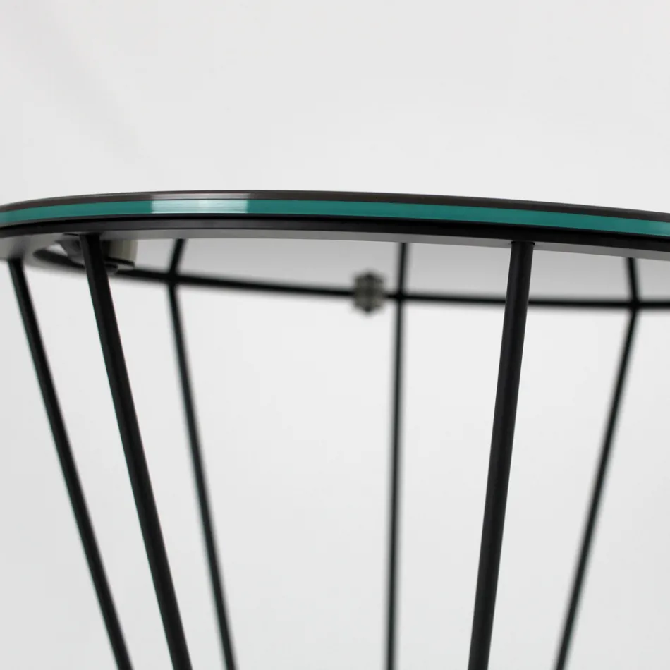 Rundt sofabord med stålbund og stentøjsplade lavet i Italien - Alisea Viadurini