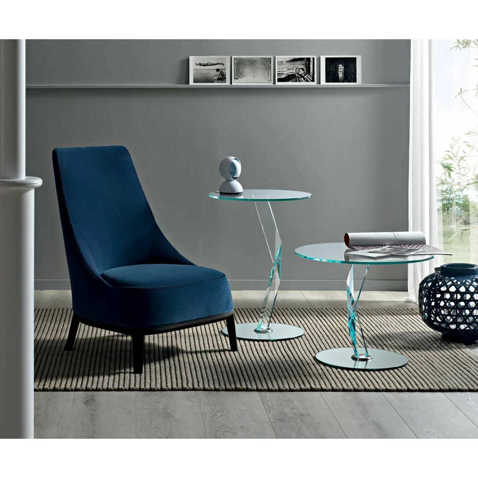 Rundt design sofabord i ekstra klart glas lavet i Italien - Akka Viadurini