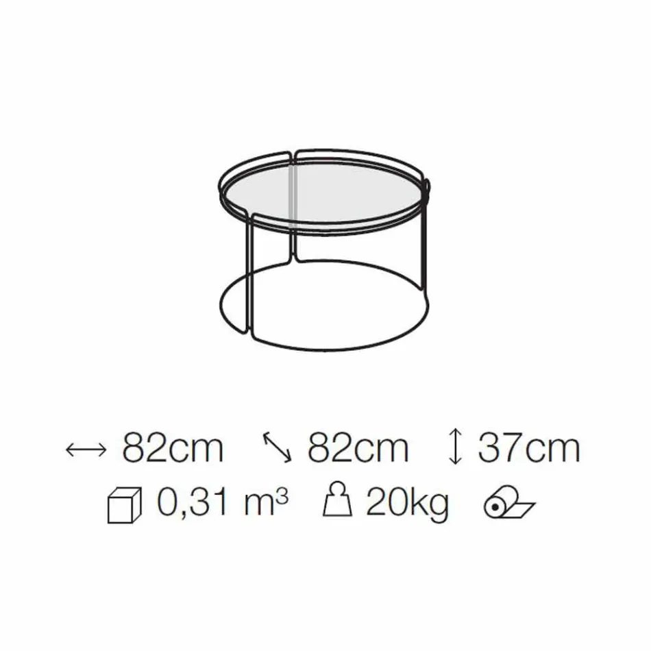 Rundt sofabord af metal med glasplade Lavet i Italien - George Viadurini