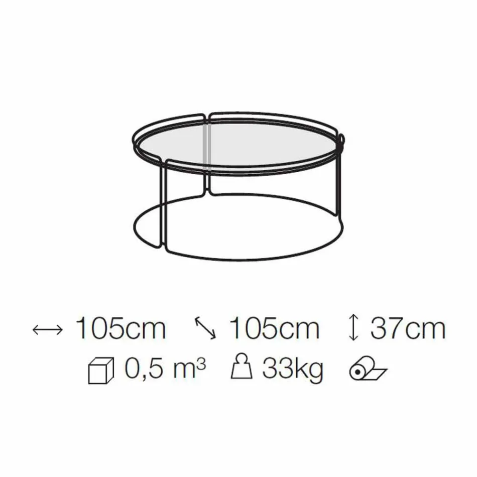 Rundt sofabord af metal med glasplade Lavet i Italien - George Viadurini