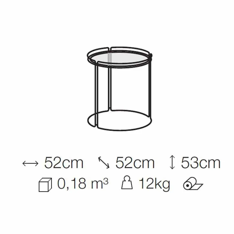 Rundt sofabord af metal med glasplade Lavet i Italien - George Viadurini