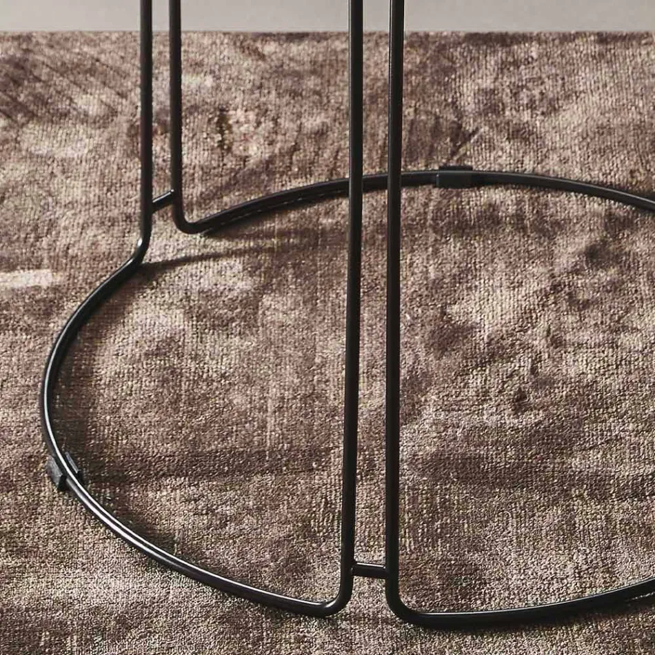 Rundt sofabord af metal med glasplade Lavet i Italien - George Viadurini