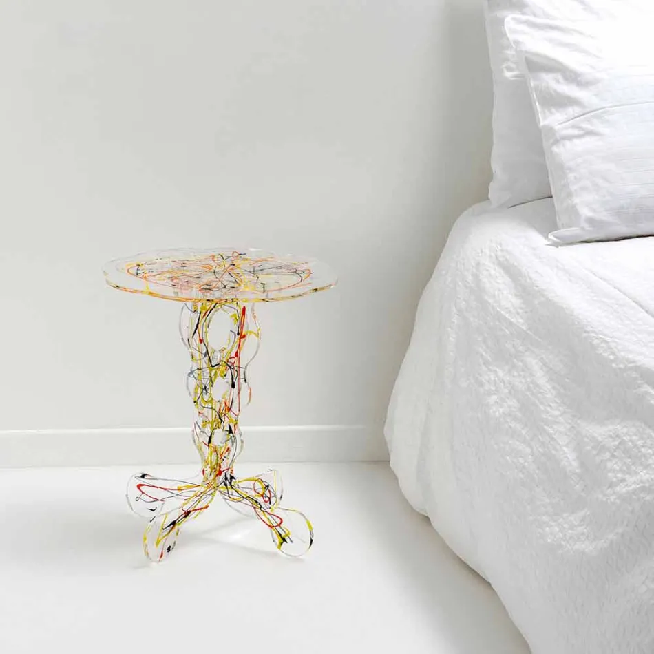 Rund diameter tabel 36 cm Janis flerfarvede design, fremstillet i Italien Viadurini