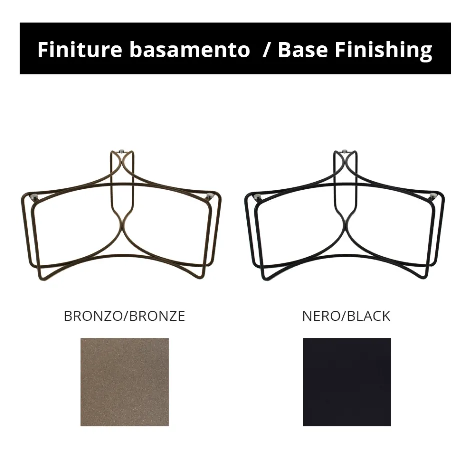 Rundt glas sofabord med 3 halvmånebund lavet i Italien - Arepa Viadurini