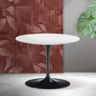 Saarinen Tulip rundt sofabord H 41 cm i mat hvid Florim keramik - skarlagenrød Viadurini