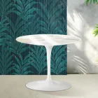 Saarinen Tulip rundt sofabord H 41 cm i Florim Calacatta guldglans keramik - skarlagenrød Viadurini