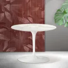Saarinen Tulip rundt sofabord H 41 cm i Florim Calacatta guld mat keramik - skarlagenrød Viadurini
