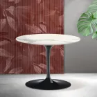 Saarinen Tulip rundt sofabord H 41 cm i Florim Statuario mat keramik - skarlagenrød Viadurini
