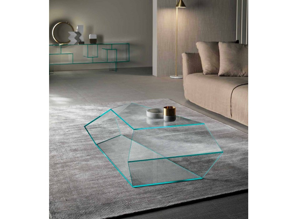 Formet sofabord i Extralight eller røget glas fremstillet i Italien - Neok Viadurini