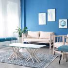 Sofabord med hærdet glasplade og Homemotion Teakfod - Teak Viadurini