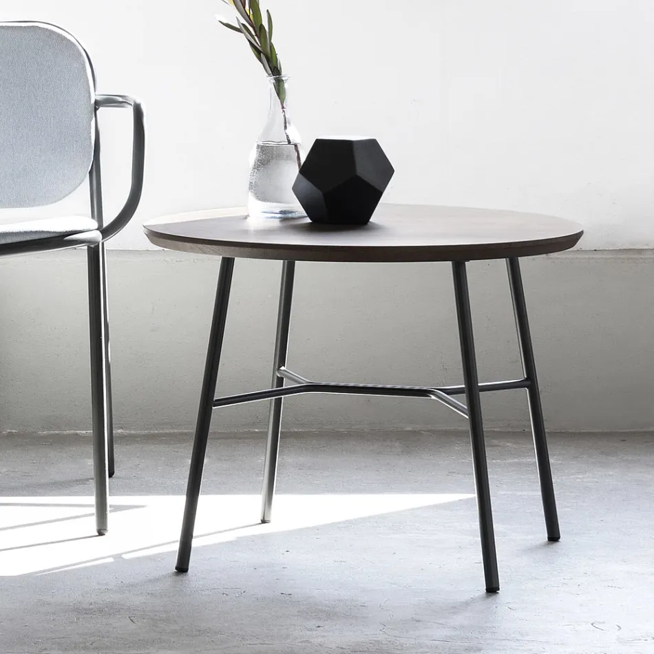 Sofabord med rund massiv træplade lavet i Italien - Makino Viadurini