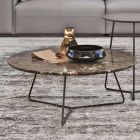 Sofabord med rund marmorplade og metalbase Fremstillet i Italien - Gin Viadurini