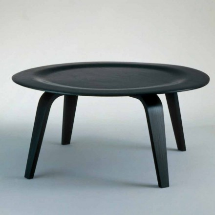 Sofabord i sortbejdset aske med rund top lavet i Italien - Cariddi Viadurini