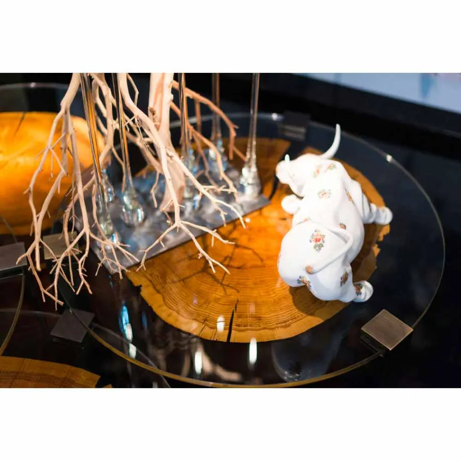 Sofabord i træ og stål med metalben fremstillet i Italien - Damaskus Viadurini