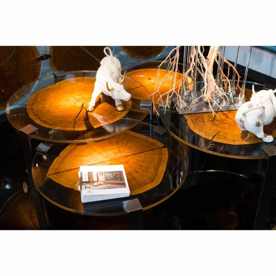 Sofabord i træ og stål med metalben fremstillet i Italien - Damaskus Viadurini