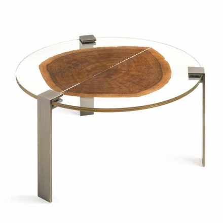Sofabord i træ og stål med metalben fremstillet i Italien - Damaskus Viadurini