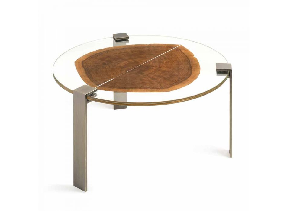 Sofabord i træ og stål med metalben fremstillet i Italien - Damaskus Viadurini