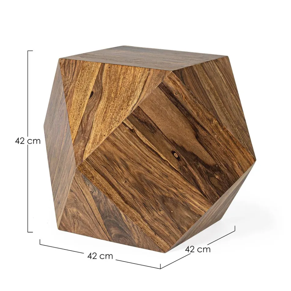 Sofabord i Sheesham Wood Design Polygonal Homemotion - Torrice Viadurini